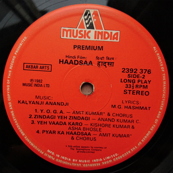 Kalyanji Anandji, M.G. Hashmat – Haadsaa (An Incident)
