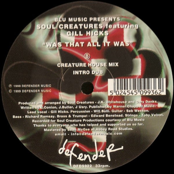 Blu Music Presents Soul Creatures Featuring Gill Hicks – Was That All It Was